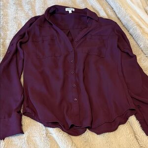 Express Rich Purple Button-Down Shirt